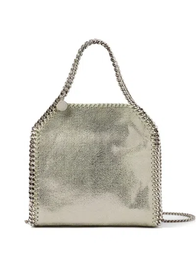 Stella Mccartney Mini Falabella Metallic Tote Bag In Gray