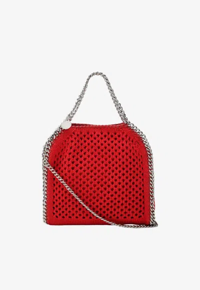 Stella Mccartney Mini Falabella Perforated Knit Tote Bag In Red
