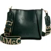 Stella Mccartney Mini Perforated-logo Crossbody Bag In Pine