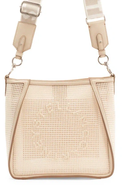 Stella Mccartney Mini Logo Eco Recycled Mesh Crossbody Bag In Magnolia