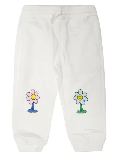 Stella Mccartney Mini Floral Print Sweatshirt Trousers In Bianco