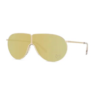 Stella Mccartney Mini Gold Sunglasses With Brown Mirror Lenses