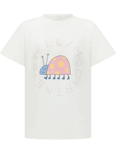Stella Mccartney Mini Graphic T-shirt With Stampaint Illustrations In Ivory