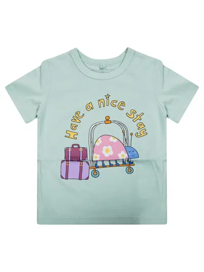 Stella Mccartney Mini Insect And Luggage Print T-shirt In Verde