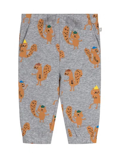 Stella Mccartney Mini Kids Paint Trousers With Fun Print In Grigio Medio Mel Mult