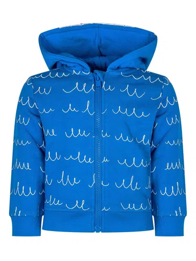 Stella Mccartney Mini Kids' Stylish Sweatshirt With Hood And Unique Print In Azzurro Bianco