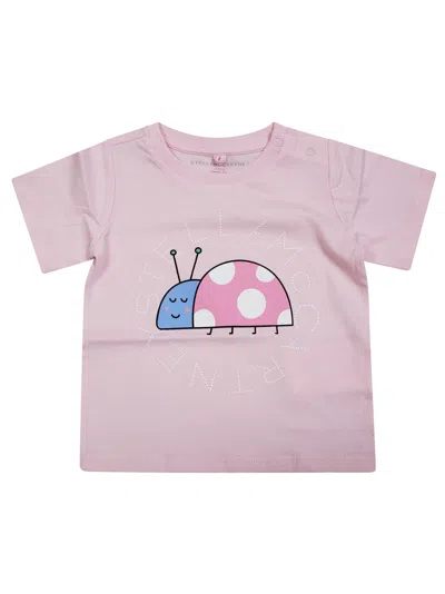 Stella Mccartney Mini Ladybug Print Short Sleeve T-shirt In Rosa