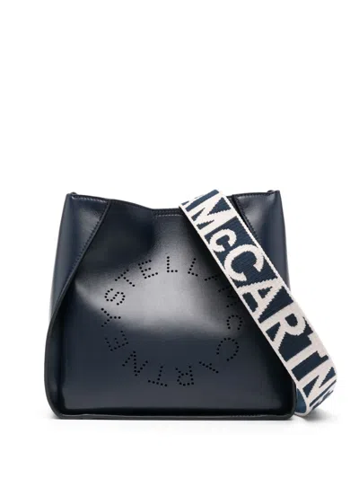 Stella Mccartney Mini Logo Cross Body Bag In Denim Blue