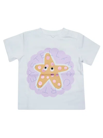 Stella Mccartney Mini Logo Print Short Sleeve T-shirt In Bianco