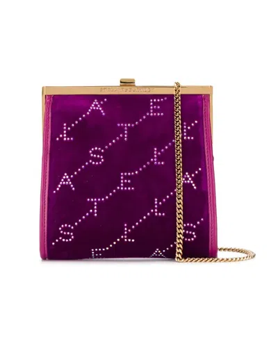 Stella Mccartney Mini Logo-printed Crossbody Bag In Purple