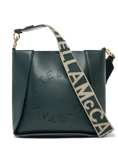 Stella Mccartney Mini Perforated-logo Crossbody Bag In Green