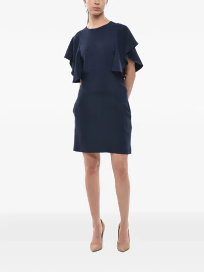 Stella Mccartney Mini Sheath Dress Lana With Ruffle Sleeves In Gray