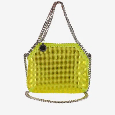 Stella Mccartney Mini Shoulder Bag With All-over Crystals In Oxide Yellow