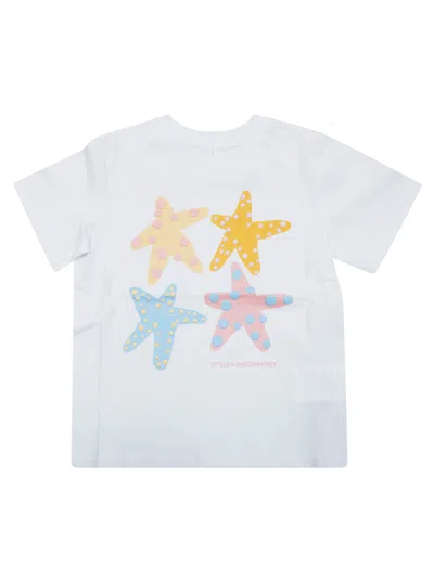 Stella Mccartney Mini Star Print T-shirt In Bianco