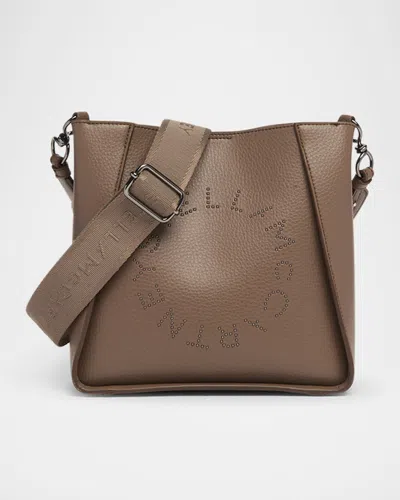 Stella Mccartney Mini Studded Logo Crossbody Bag In Eco Grainy Vegan Leather In Gray