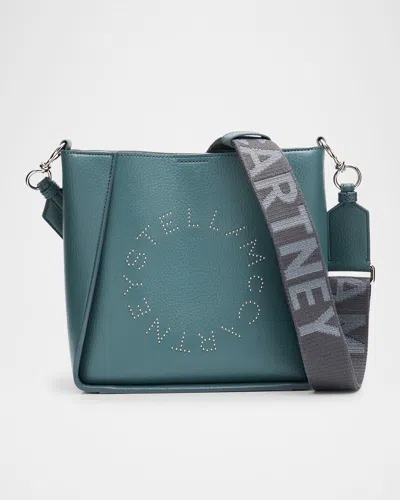 Stella Mccartney Mini Studded Logo Vegan Leather Crossbody Bag In Balsam Green