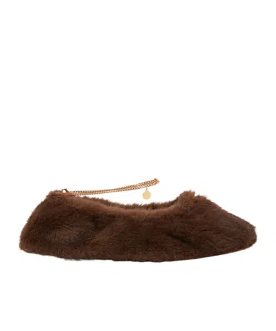 Stella Mccartney Mink Ankle Chain Ballerina Flats In Brown
