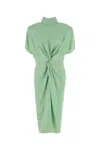 Stella Mccartney Cap-sleeve Halterneck Twist Midi Dress In Green