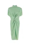Stella Mccartney Cap-sleeve Halterneck Twist Midi Dress In Green