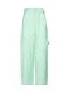 Stella Mccartney Mint Green Twill Wide-leg Pant In Blue