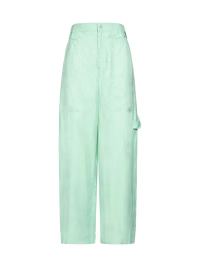 Stella Mccartney Mint Green Twill Wide-leg Pant In Blue