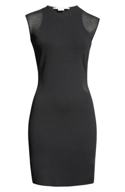 Stella Mccartney Miracle Cap Sleeve Compact Knit Dress In Black