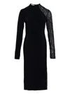 Stella Mccartney Miracle Lace-trim Crepe Midi Dress In Black