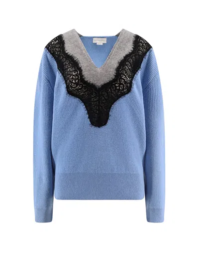 Stella Mccartney Miracle Lace Virgin Wool Sweater In Blue