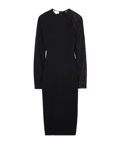 Stella Mccartney Miracle Lace-trimmed Crepe Dress In Black