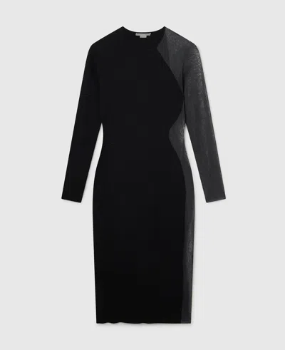 Stella Mccartney Miracle Long-sleeve Compact-knit Dress In Black