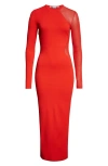 Stella Mccartney Miracle Long Sleeve Compact Knit Dress In Lipstick Red