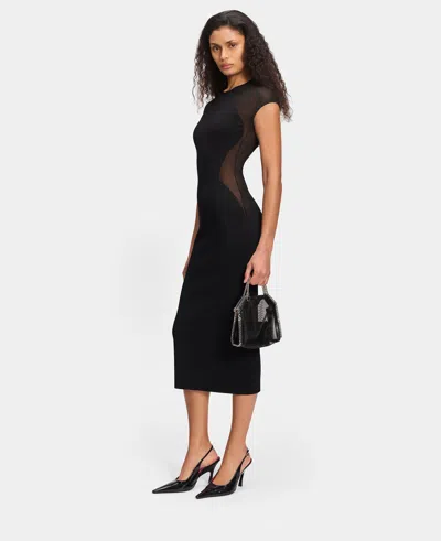 Stella Mccartney Miracle Short-sleeve Compact-knit Dress In Black