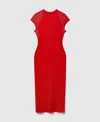 Stella Mccartney Miracle Short-sleeve Compact-knit Dress In Lipstick Red