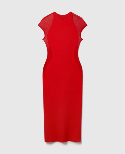 Stella Mccartney Miracle Short-sleeve Compact-knit Dress In Lipstick Red