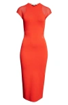 Stella Mccartney Miracle Short Sleeve Compact Knit Dress In Lipstick Red