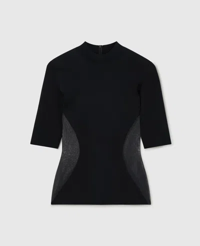 Stella Mccartney Miracle Short-sleeve Compact-knit Top In Black