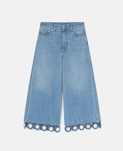 Stella Mccartney Mirror Crochet Wide-leg Jeans In Light Blue Vintage Denim