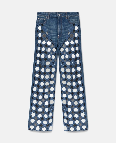 Stella Mccartney Mirror-embellished High-rise Denim Jeans In Vintage Wash Denim