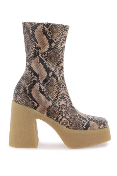 Stella Mccartney Mixed Colours Python Ankle Wedge Boots For Women In Multicolor