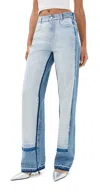Stella Mccartney Light Blue Layered Jeans In Two Tonal Denim Wash