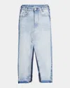 Stella Mccartney Mixed Denim Slit Midi Skirt In Two Tonal