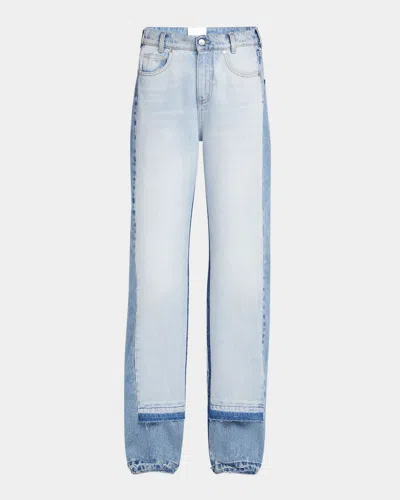 Stella Mccartney Mixed Denim Wide-leg Released-hem Jeans