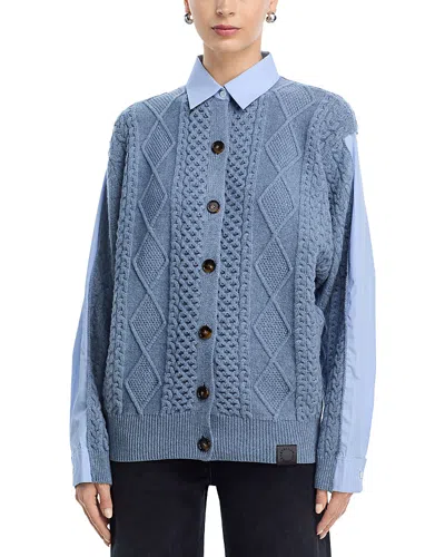 Stella Mccartney Mixed-media Cardigan Sweater In Blue