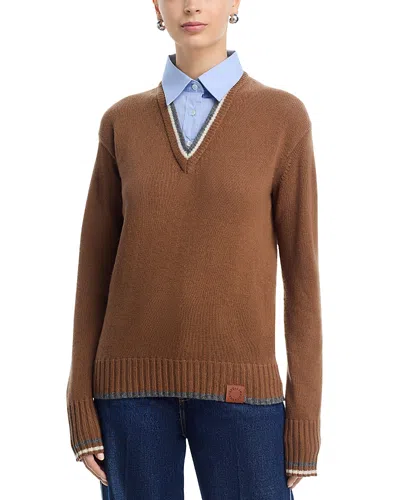 Stella Mccartney Mixed Media Sweater Top In Brown