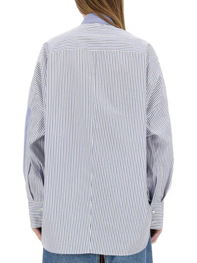 Stella Mccartney Mixed Stripe Cotton Shirt In Blue