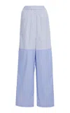Stella Mccartney Womens Multicolor Blue Striped Two-slip-pockets Straight-leg High-rise Cotton-poplin Trousers