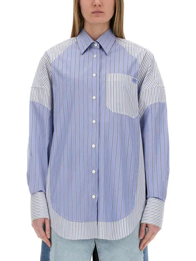 Stella Mccartney Mixed Stripe Shirt - Size 38 In Blue