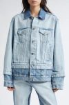 Stella Mccartney Denim Jacket With Contrasting Panel In Two Tonal Denim Wash