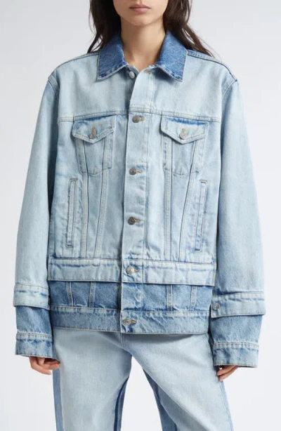 Stella Mccartney Denim Jacket With Contrasting Panel In Blue