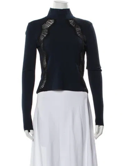 Pre-owned Stella Mccartney Mock Neck Long Sleeve Top In Blue